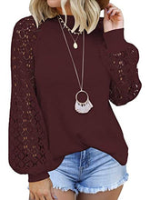 Round Neck And Long Sleeve Lace Stitching Shirt
